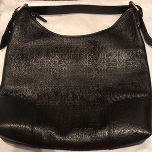 Burberry Leather Embossed Check Hobo w/ Dustbag